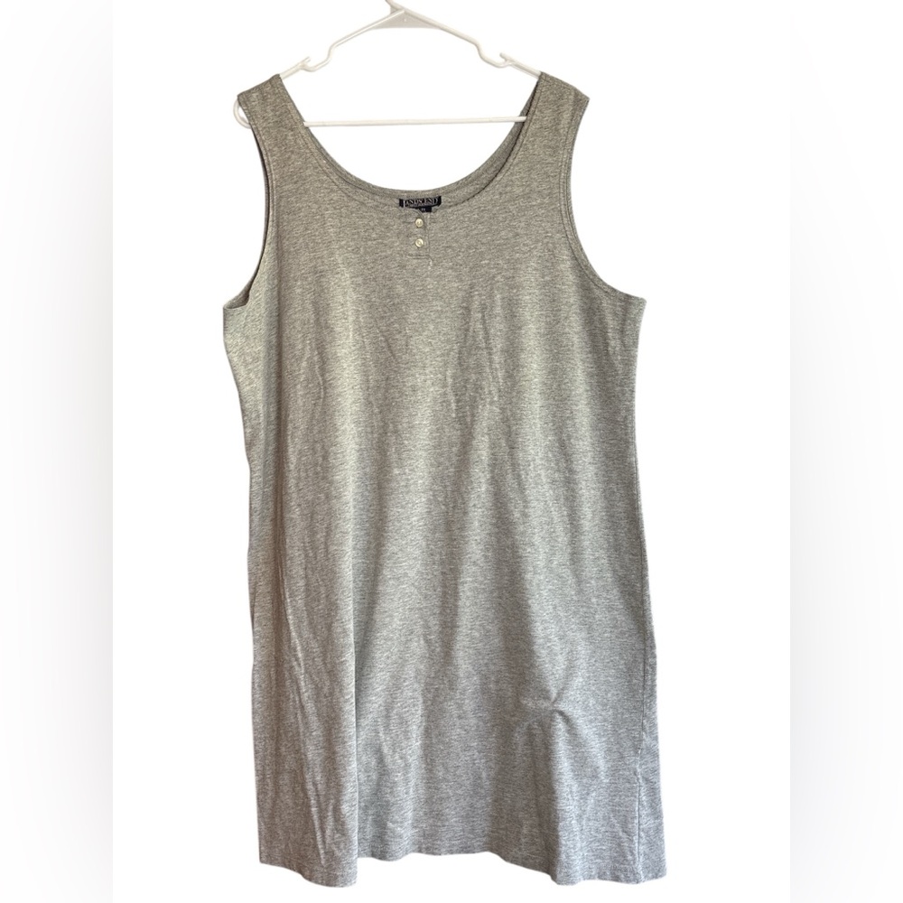 Lands’ End Sleeveless Knit Dress Gray Henley Style Size 18/20